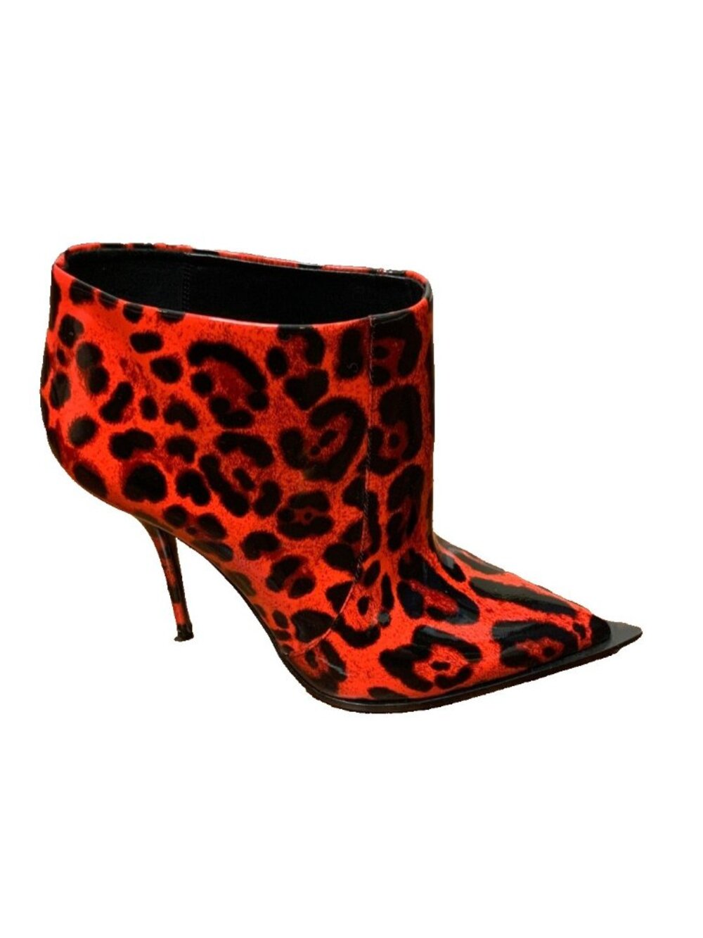 Dolce&Gabbana D&G Red & Black Leopard-Print Pointed Ankle Booties Size 10.5 | 41 - Picture 1 of 8